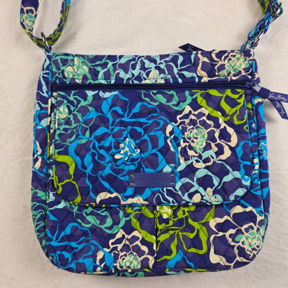 Vera Bradley Hipster Crossbody Bag Women Small Blue Indigo Pop Excellent Quilted